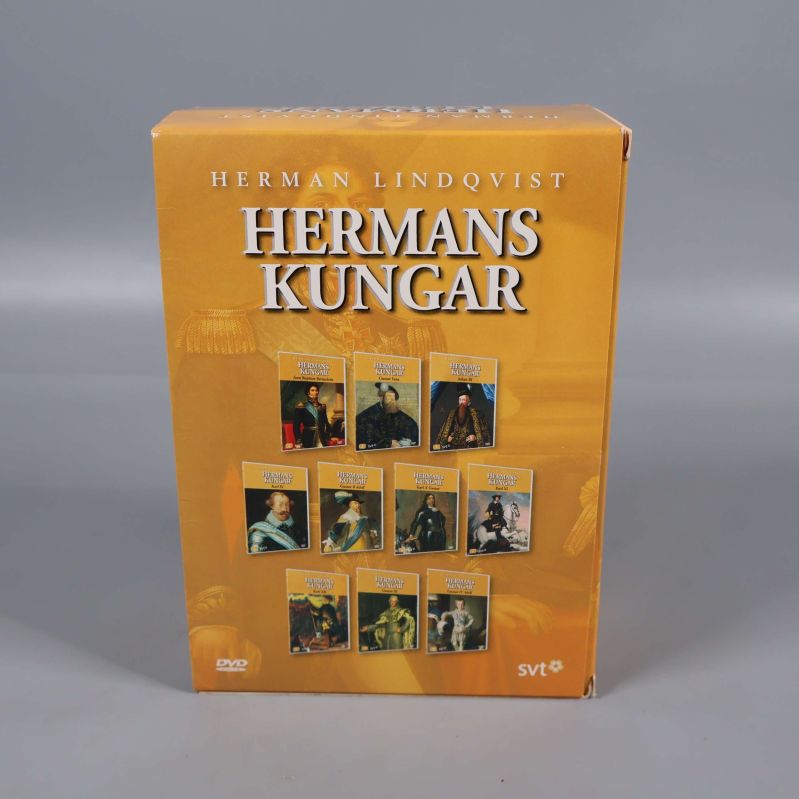 Baksida av Hermans Kungar DVD-box med presentation av innehåll