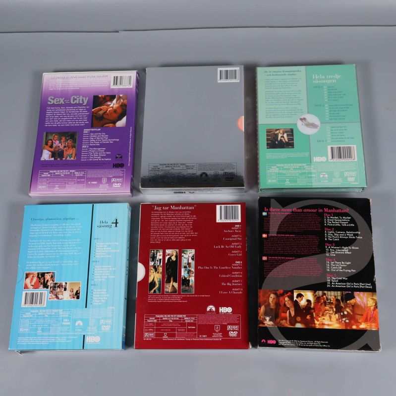Baksida av alla Sex and the City säsongsfodral