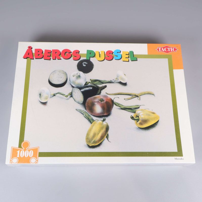 Framsida av Åbergs pussel med 1000 bitar och grönsaksmotiv