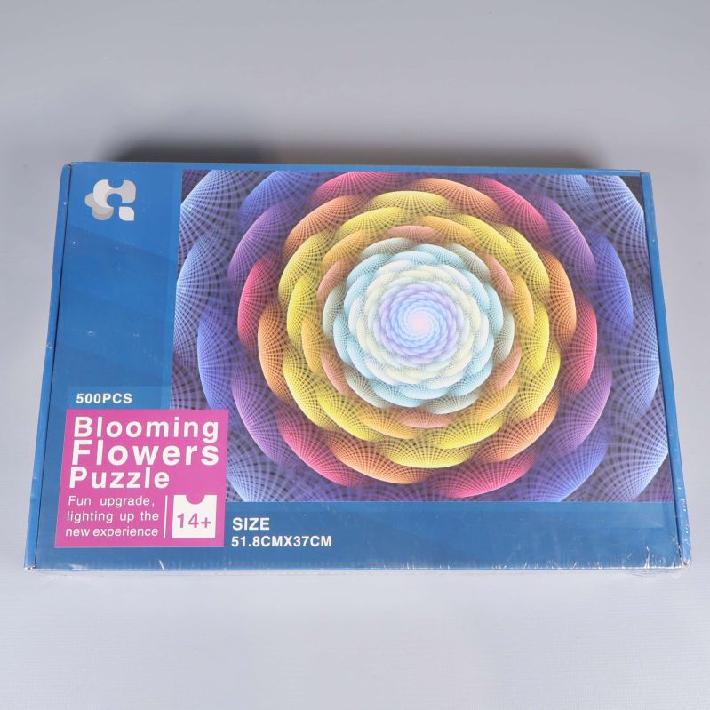 Pusselask med blomspiral i regnbågens färger, 500 bitar