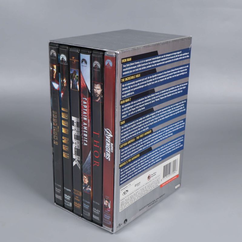 Avengers DVD-box med sex individuella filmer tydligt synliga