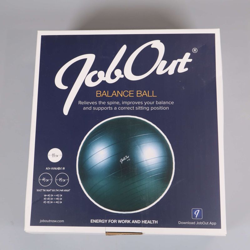 JobOut balansboll förpackning i blått och vitt med boll avbildad
