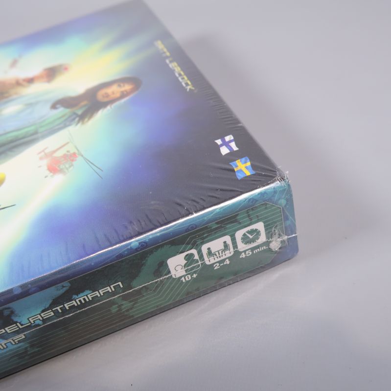 Närbild på Pandemic med symboler: 10+, 2-4 spelare