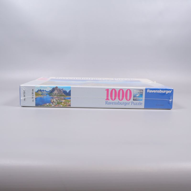 Pussellådans rygg med text 1000 Ravensburger Puzzle