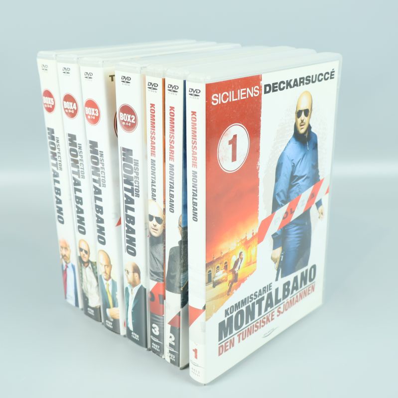 Flera DVD-fodral till Kommissarie Montalbano i rad
