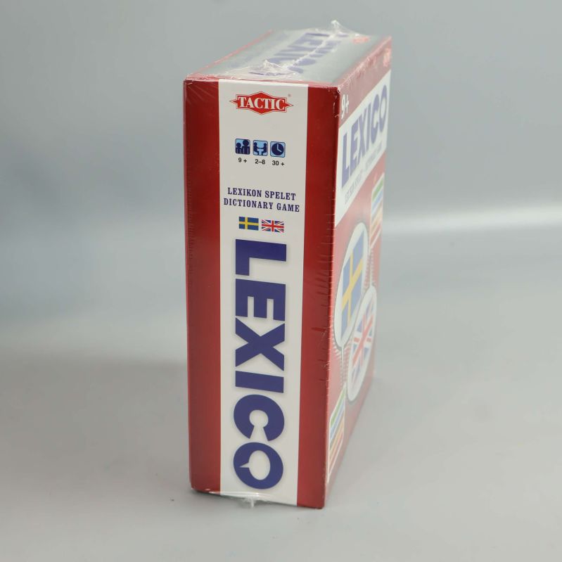 Sidan av Lexico spel med tydlig logotyp och språkflaggor