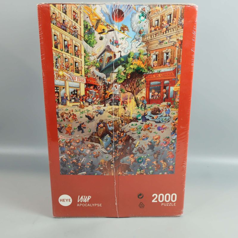 Baksida av pusselkartong med komplett motiv och 2000 bitar