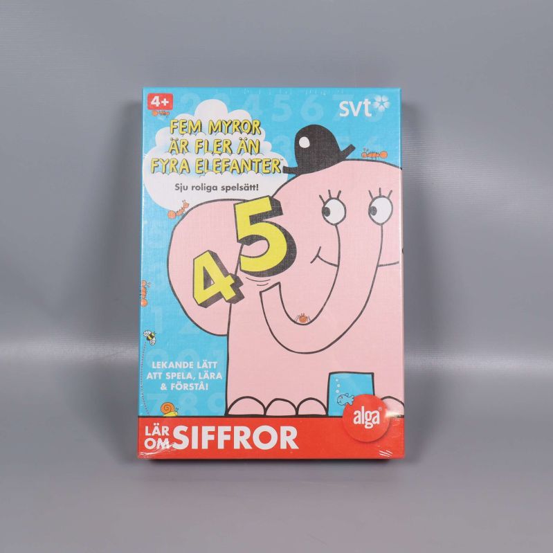 Framsidan av spelet med elefant och siffror