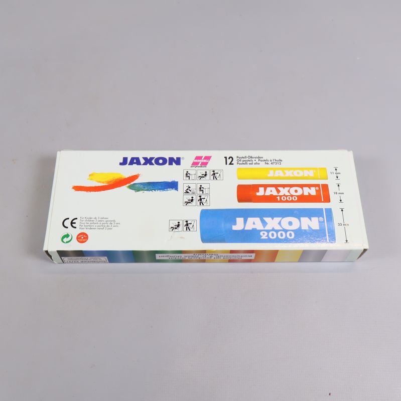 Förpackning Jaxon oljepasteller i blå och vit design