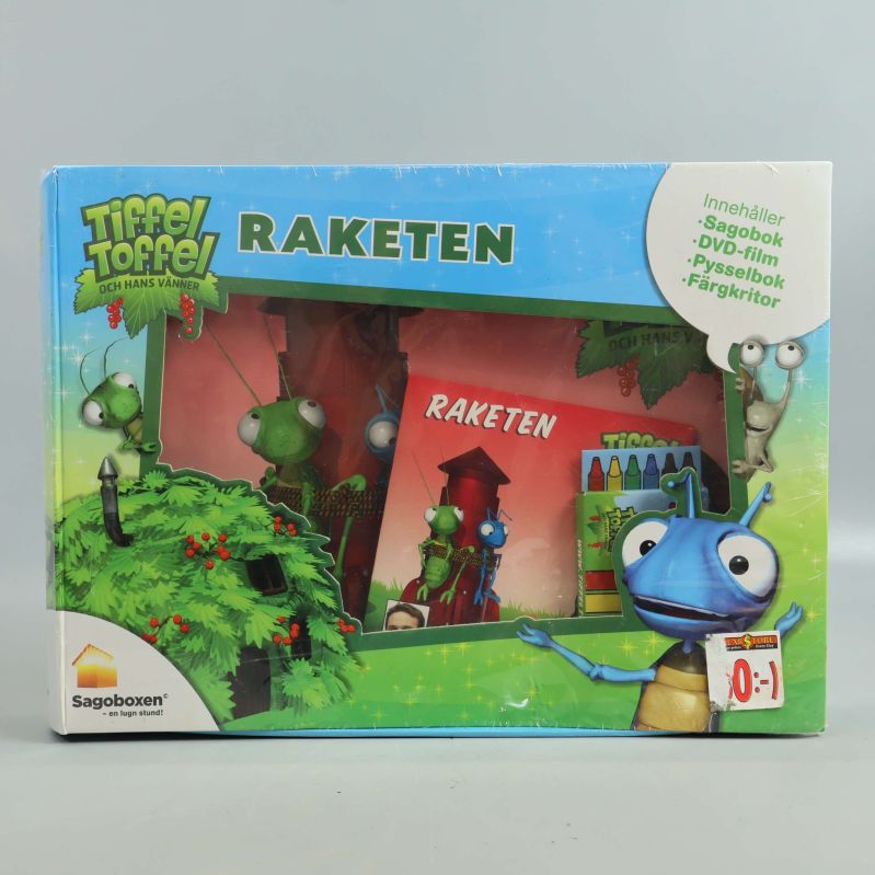 Framsida av Tiffel Toffel Raketen boxset med saga och pyssel