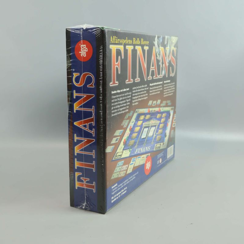 Baksidan av spelet Finans sedd från sidan