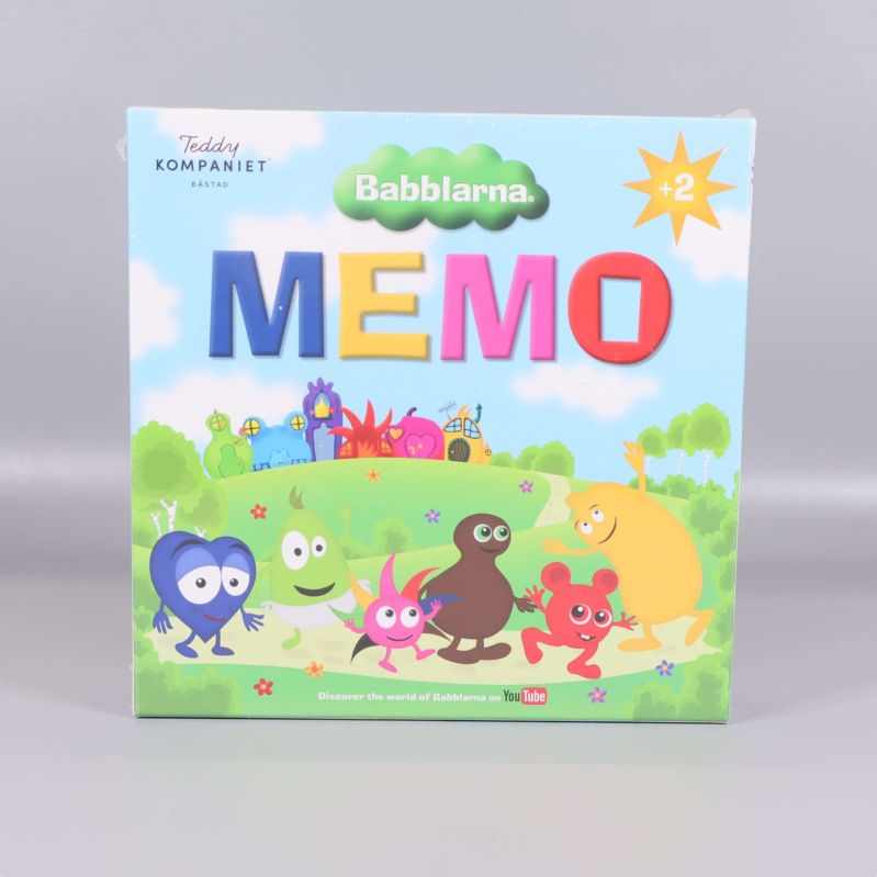 Babblarna memo box framsida med färgglada figurer