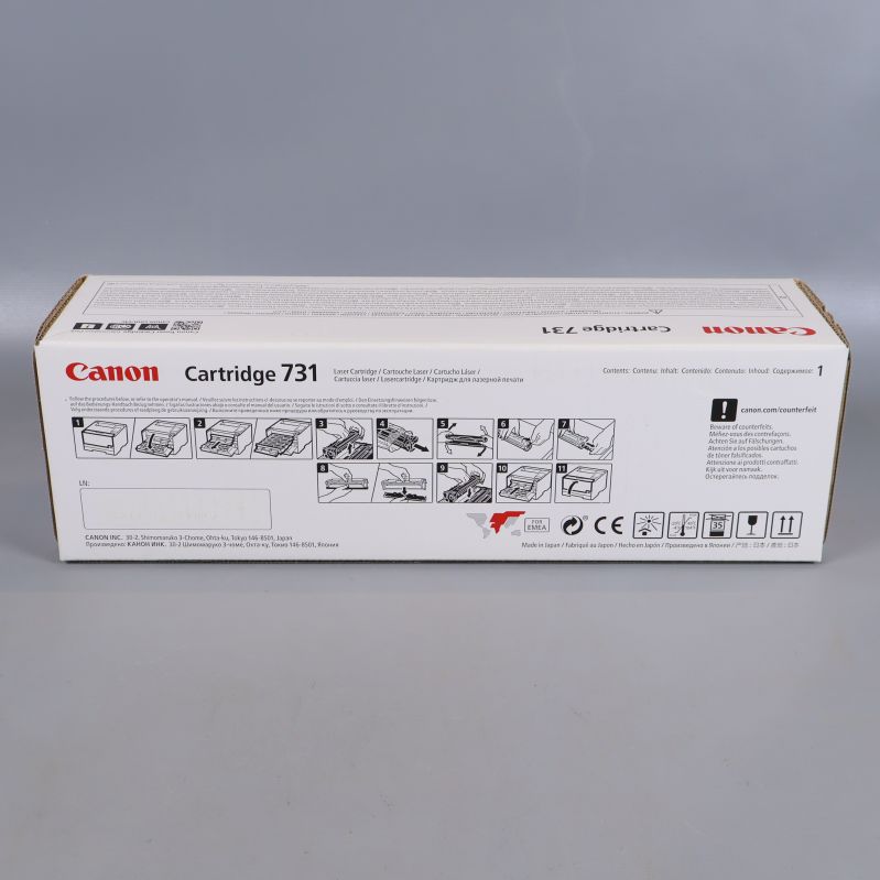 Baksidan av Canon 731 kartong med installationsinstruktioner
