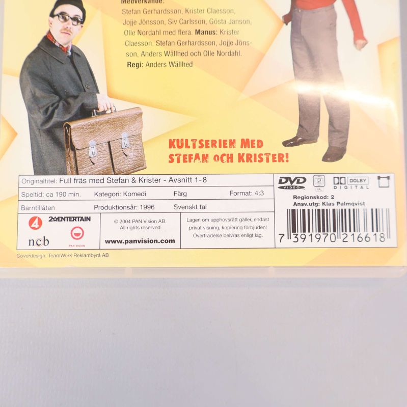 Närbild på dvd-fodralets nedre baksida med utgivarinformation
