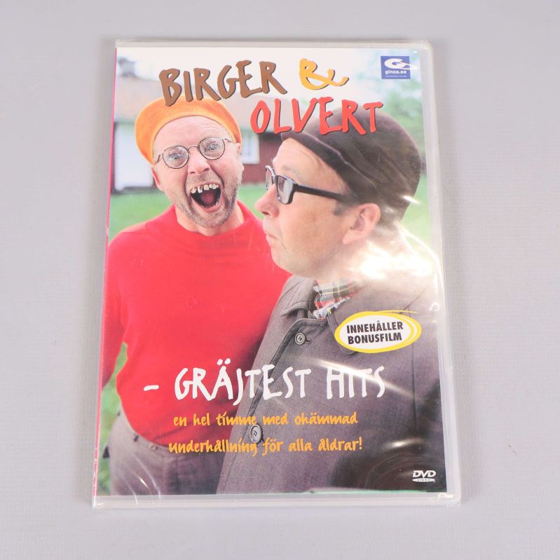 DVD-fodralets framsida med två karaktärer och titeln Birger & Olvert