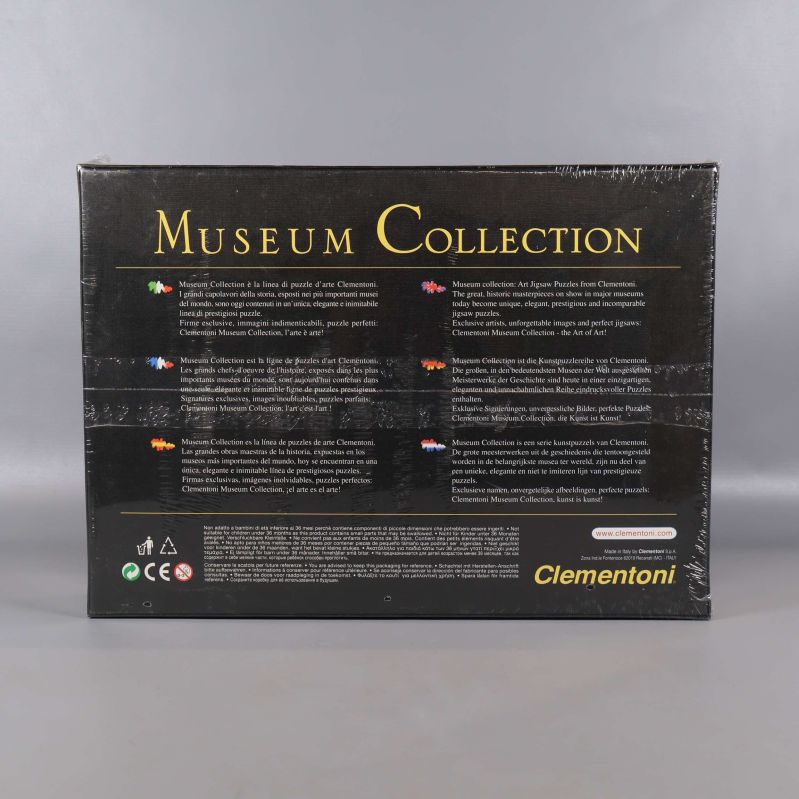 Baksida av pusselask med Museum Collection beskrivning