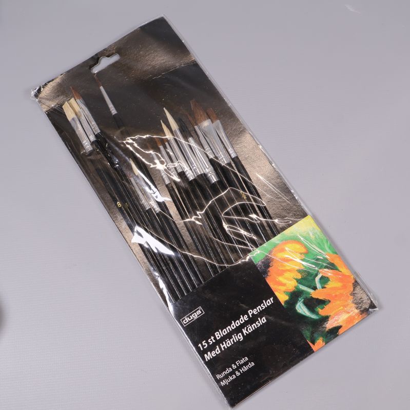 Förpackning med 15 blandade penslar för akrylmålning