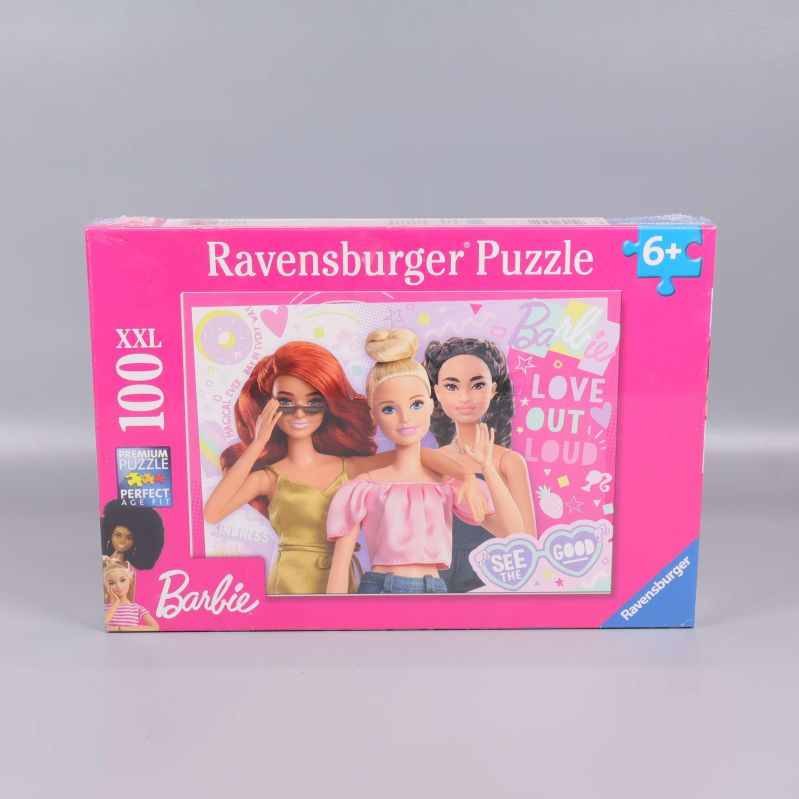 Framsidan av Ravensburger Barbie pussel med 100 bitar för åldrar 6+