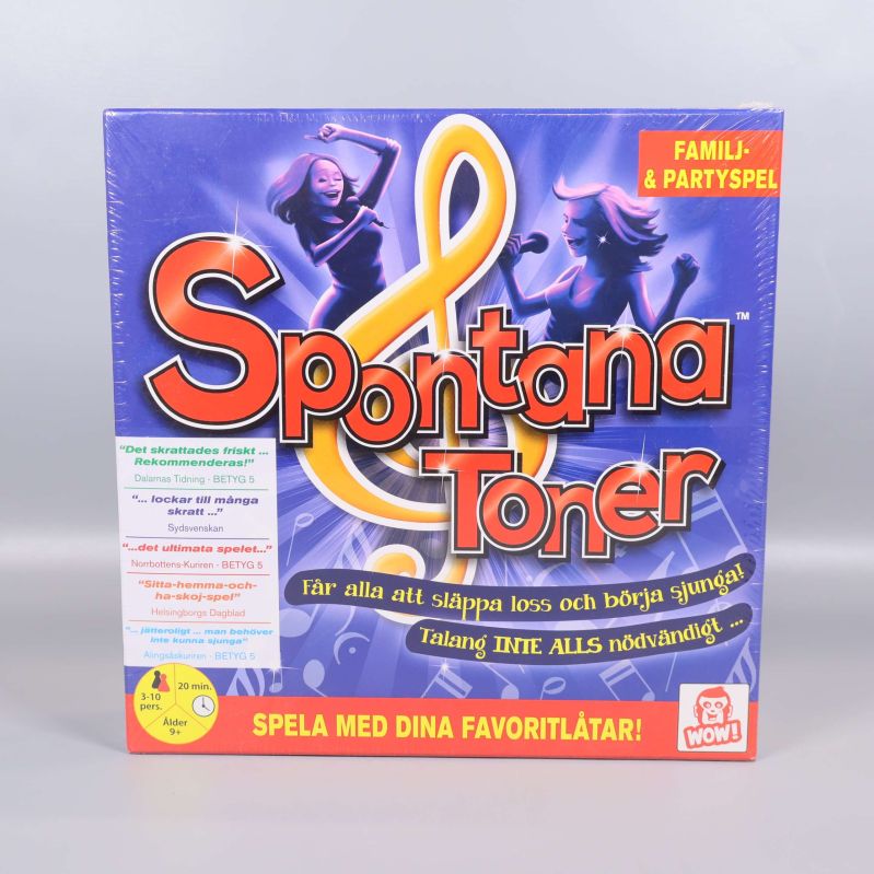 Framsidan av Spontana Toner spel med färgglad design