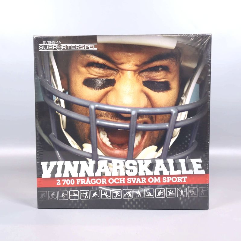 Frågespel Vinnarskalle syns framifrån med sportmotiv