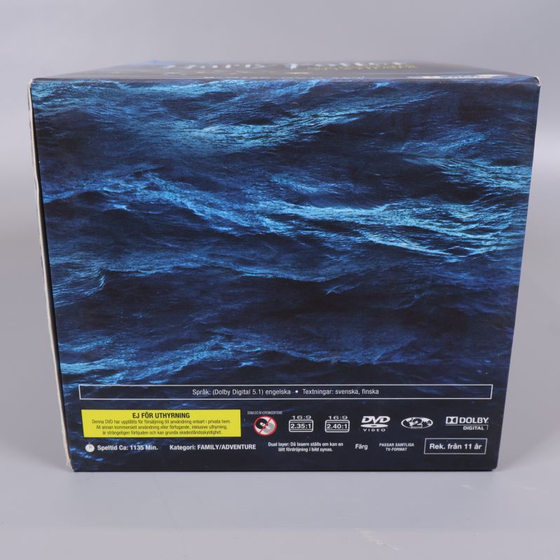 Undersidan av Harry Potter dvd-box med teknisk information
