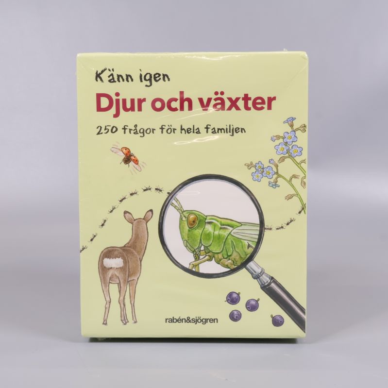 Framsida av frågespelet Känn igen Djur och växter med illustrationer