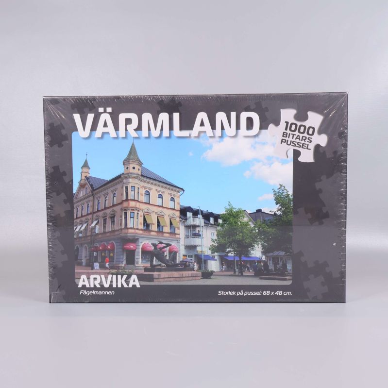 Värmland Arvika pussel med stadshus i motivet och texten 1000 bitar