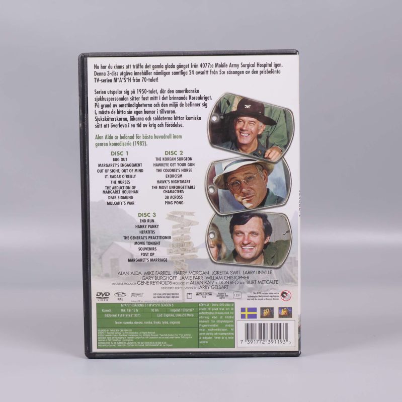 Baksida av DVD-fodral med episod- och skivinformation
