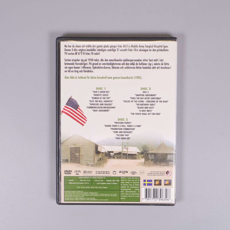 Baksidan av DVD-boxen med information och bilder från serien