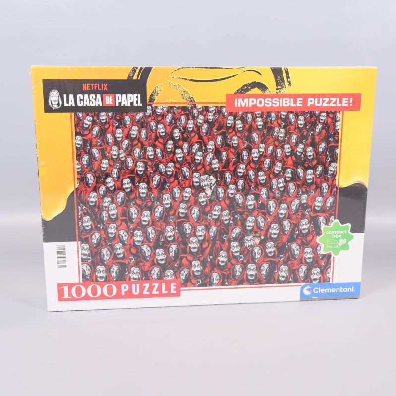 Framsidan av pusselboxen med La Casa de Papel-motiv