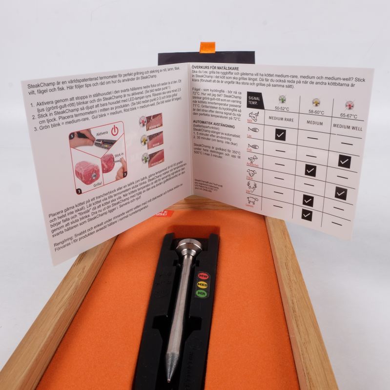 Instruktionsblad visar termometerns funktioner