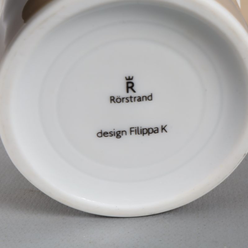 Undersidan av mugg med Rörstrand och design Filippa K