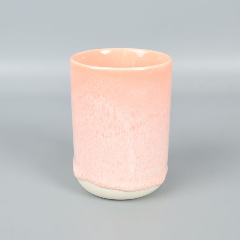 Mugg i keramik med aprikos glasyr, framsida