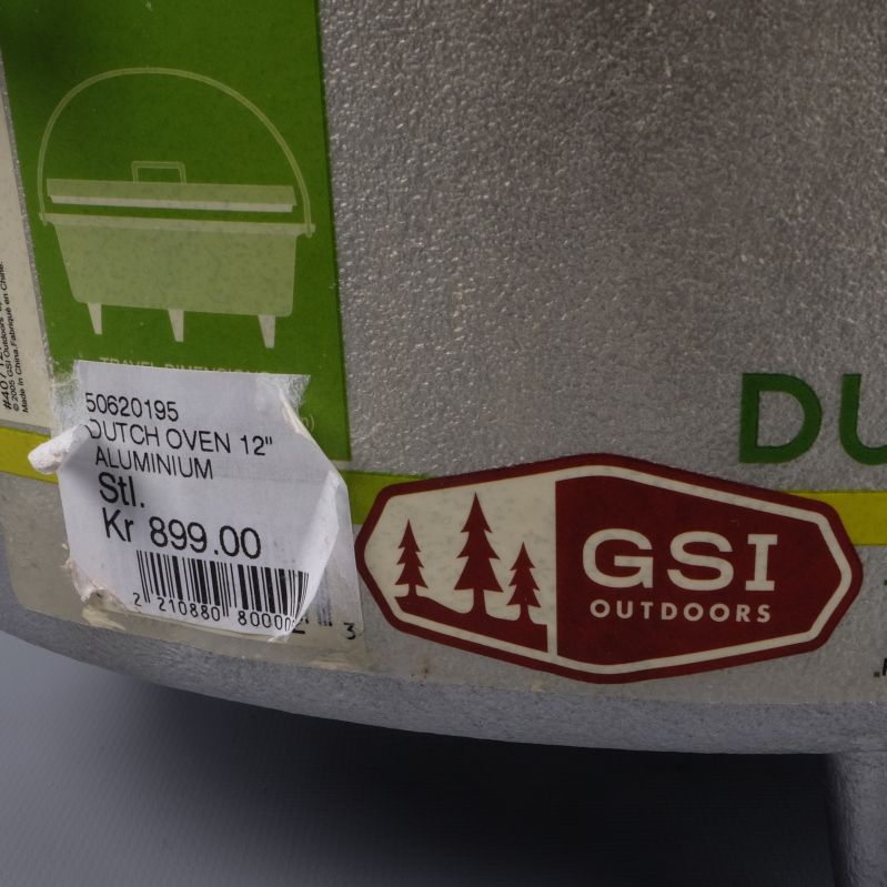 Detaljbild på grytans etikett med GSI Outdoors