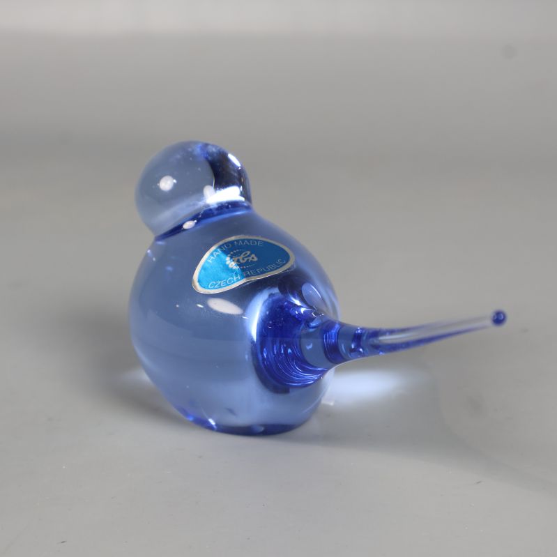 Bakifrån visad blå glasfågel med lång stjärt