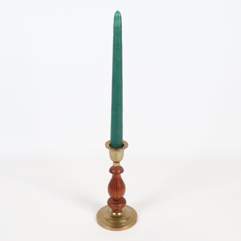 Ljusstake i mässing och rosenträ