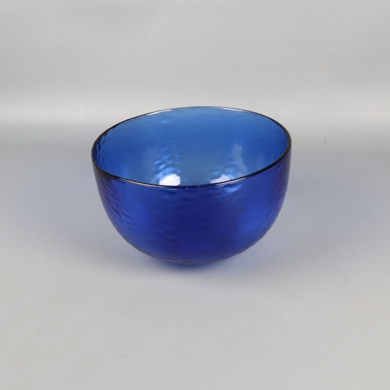 Blå skål i glas med rundad form 