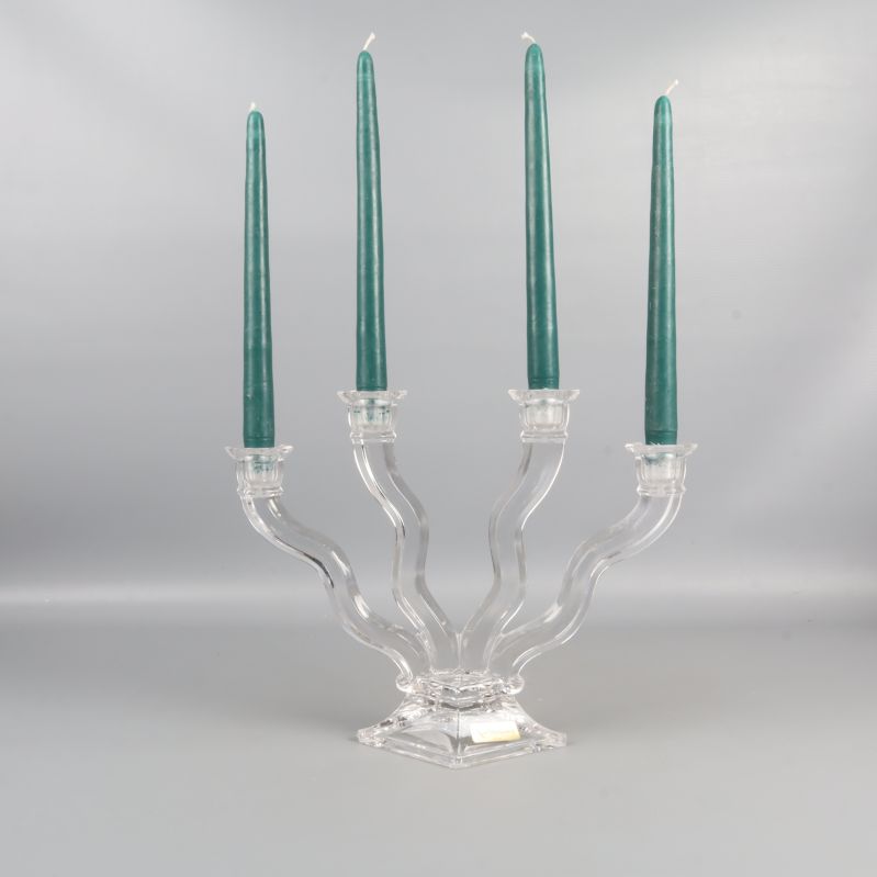 Kristall ljusstake med fyra gröna ljus