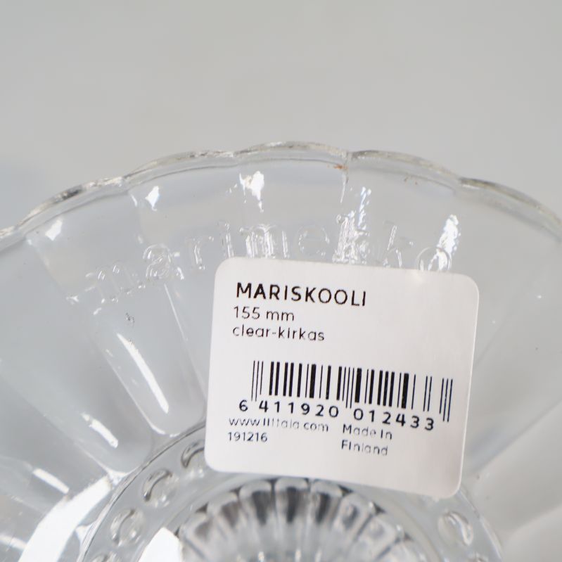 Närbild på etikett Mariskooli 155 mm klarglas