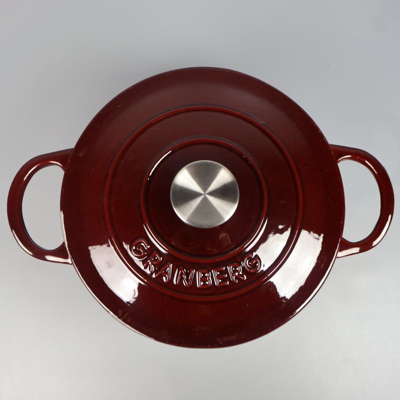 Lock till gryta med metallhandtag och Granberg-text