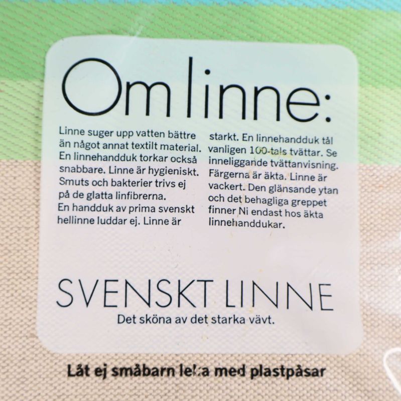 Etikett på linne handduk