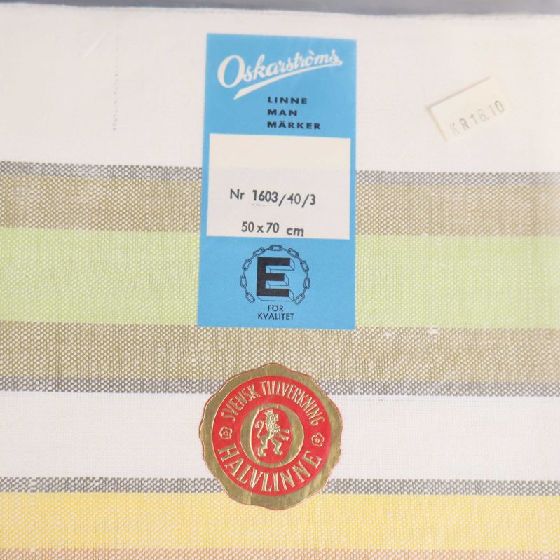 Etikett med varumärke och mått