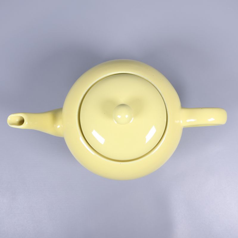 Tekanna ovanifrån med tydligt rund form och lock