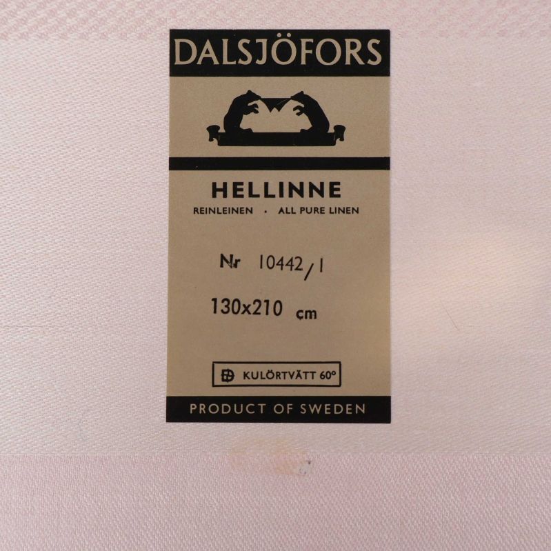 Närbild av Dalsjöfors hellinne-etikett med storlek 130x210 cm