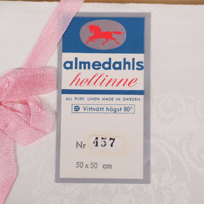 Etikett med material och mått