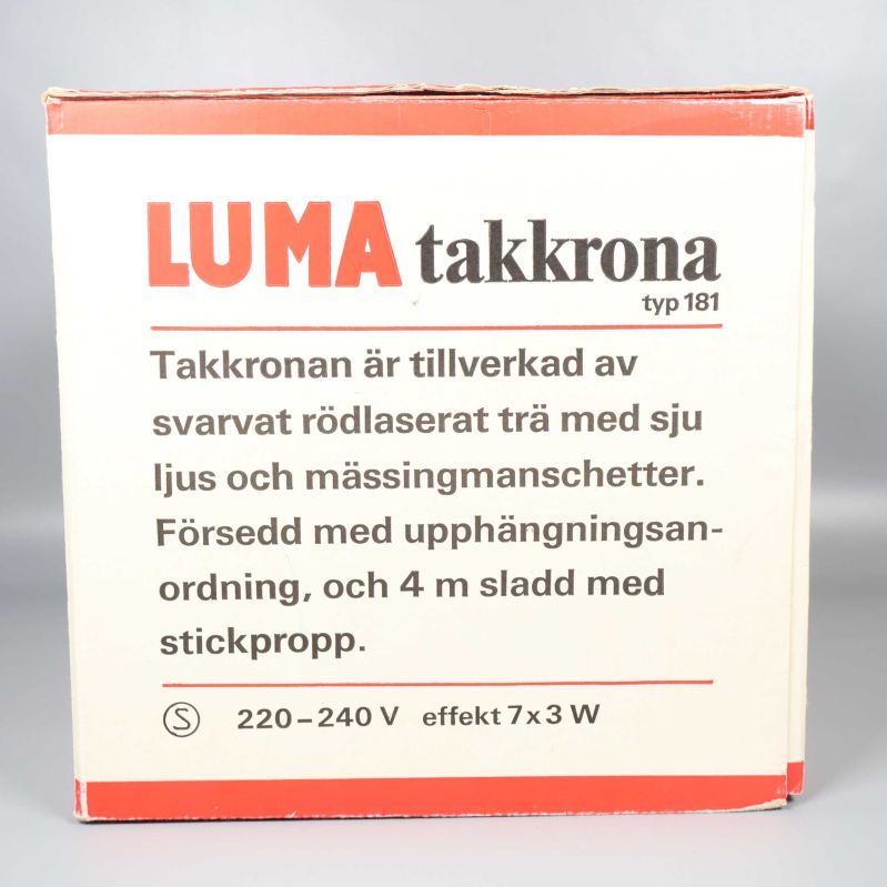 Produktinformation om Luma takkrona typ 181 på förpackning
