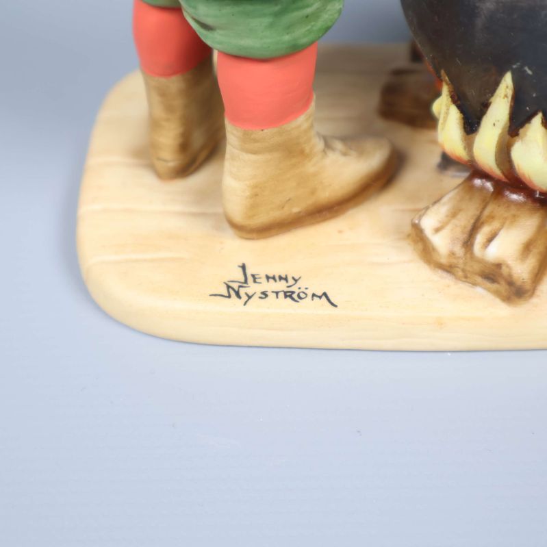 Närbild på signaturen Jenny Nyström på figurens fot