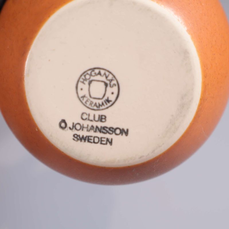 Närbild av märkningen Höganäs Keramik på koppens botten