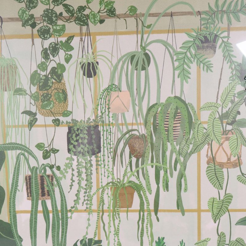 Närbild på hängande gröna växter på tavlan