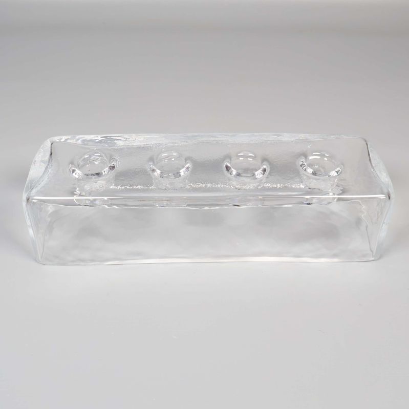 Rektangulär glasljusstake med fyra hållare uppifrån